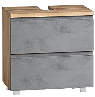 Lomadox Waschbeckenunterschrank 60cm in Wotan Eiche Nb. mit Beton Optik, B/H/T ca. 60/56/35 cm
