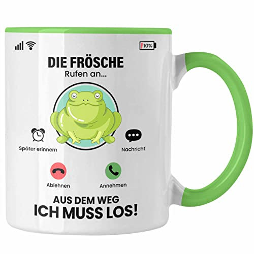 Trendation - Die Frösche Rufen An Tasse Geschenk für Frösche Züchter Besitzer Geschenkidee Lustig Spruch (Grün)