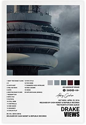 QEWRT Drake Poster Ansichten Album Cover Poster Wandkunstdruck Dekor Leinwand Poster für Zimmer Ästhetischer Rahmen: 30 x 45 cm