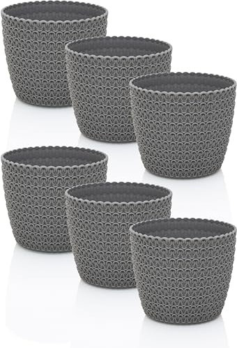 idea-station RIBA Macetas de plástico 6 x 11 cm - Gris - maceteros Decorativos Interior - jardineras Exterior