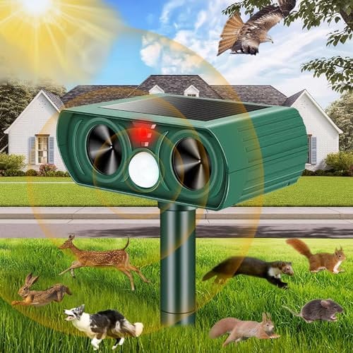 Kimroxi Cat Deterrents for Gardens Motion Activated Cat Scarers that Really Work Animal Repeller Fox Repellent Ultrasonic Solar Outdoor for Farm Yard Lawn Dogs Squirrels Rodent Upgraded