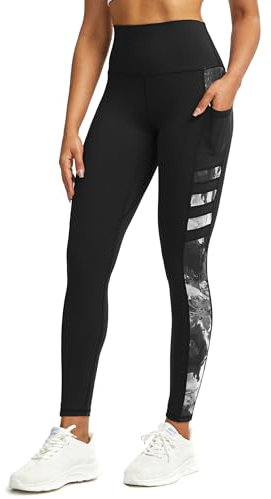 Tuspryt Sport Leggings Damen mit Taschen,Blickdicht Sporthose Damen lang Trainingshose Yogahose Fitnesshose Laufhose Leggings M