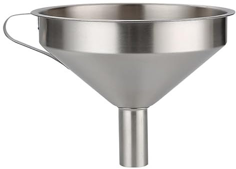 Imbuto in acciaio inox, 11 cm, set di filtri per la cucina, ampia apertura, imbuto per conserve con manico per il riempimento di liquidi, liquidi e olio da cucina