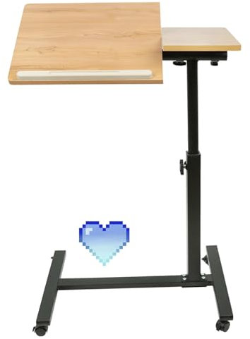 Stehpult Höhenverstellbarer Schreibtisch/Mobiler Stehtisch mit 4 Rollen, Steh-Sitz Schreibtisch mit Rädern, Überbett-Tisch für Wohnzimmer, Max 15KG,60 * 34,5 * 58-90cm (holzfarbe)