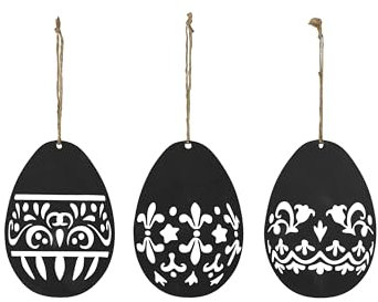 6 STK Eier Metall schwarz 10cm Anhänger Silouette Ostereier Hänger Deko Hasen 10cm Anhänger Osterdeko Osterschmuck p269 Metalleier Eisen
