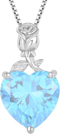 JO WISDOM Damen Halskette Rose Herz Silber 925,Kette Anhänger mit 3A Zirkonia,Schmuck für Frauen Mutter Frau sie