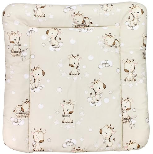 TupTam Baby Wickeltischauflage mit Baumwollbezug Gemustert, Farbe: Giraffe/Beige, Größe: 75 x 85 cm