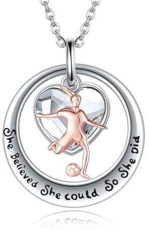 DAYLINLOVE Fußball Halsband 925 Silber Fußball Hängel Halsband Fußball Schmuck Geschenk für Frauen Mütter Mädchen