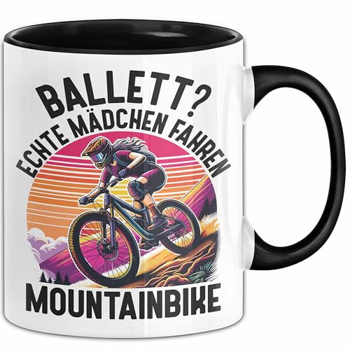 Mountainbikerin Tasse Geschenk Frauen Ballett Echte Mädchen Fahren Mountainbike Mtb (Schwarz)