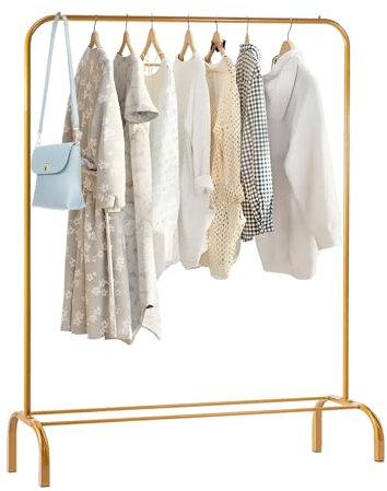 Youyijia Kleiderständer Garderobenständer Trockengestell Metall Kleiderständer mit Unterer Ablage Multifunktional Kleiderstange (Kleiderbügel, Gold)