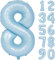 Blau Luftballon 8 Matte Blau Nummer 8 Folienballon Hell Blau 8 Ballons 40 Zoll Mylar Helium Ballon für Geburtstag Party Dekorationen Mädchen Jungen Baby Dusche Hochzeit Jahrestag Deko (Nummer 8)
