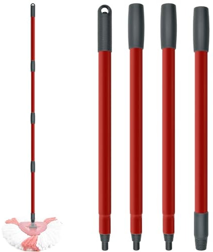 Wischmopp-Griff Spin-Mopp-Stiel Ersatz für Turbo Spin/Turbo Smart/EasyWring-Wischmopp-Kopf,Verstellbarer Wischmopp-Stiel,4-teiliger Mopp-Ersatzgriff mit Deutschem Gewinde für Einfache Installation