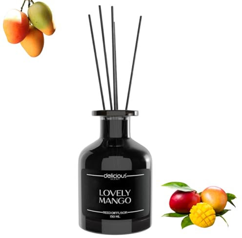 Delicious Scent Raumduft 150ml | Diffusur mit Stäbchen | Raumerfrischer für die Wohnung (Lovely Mango)