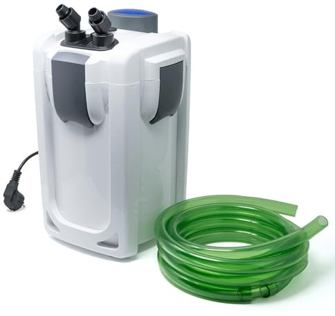 VIALIA Aquarium Filter mit integriertem UVC-Klärer, Außenfilter geeignet für Aquarien bis zu 400 L, Durchlauf von 1.000 L pro Stunde, Aquarium Zubehör