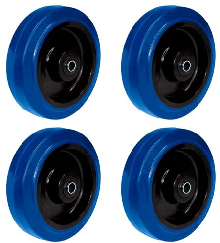 PRIOstahl Ersatzrollen Ersatzräder Blaue Transportrollen Blue Wheels Laufrollen x 4 Rollen Raddurchmesser: 100mm - für Koffer Schränke Paletten uvm. Hohe Traglast Spurlos Massiv aus elastischem Gummi