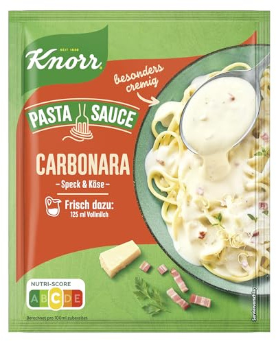 Knorr Pasta Sauce Carbonara leckere Nudelsauce mit Speck und Käse 250 ml