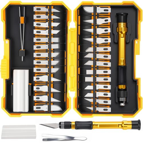 Drado Taglia Taglierino 29 Pz Taglierino, Coltello da Intaglio Artistici, Coltello da Intaglio, Pinzette, Cacciavite Cutter Precisione, Adatto per Incisione, Ppaper Art, Modellazione