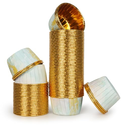 100 Stück Minimuffinform Muffinförmchen Papier Mini Muffins Backform Muffin Kleine Papierförmchen für Cupcake Gebäck Pralinen, Grün