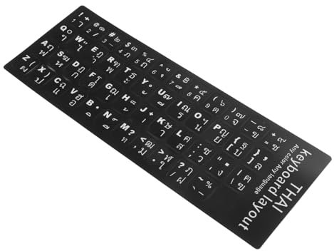 GAROZATION Thai Language Keyboard Stickers Matte Black Background White Letters 2pcs Laptop Keyboard Replacement Decals