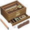 LIHTUN Zigarren Humidor, Glas Top Desktop Humidor Box, Zigarren Geschenke für Männer, Zedernholz Zigarrenkoffer mit Digital Hygrometer, Luftbefeuchter, Messskala und Zigarren Zubehör Schublade