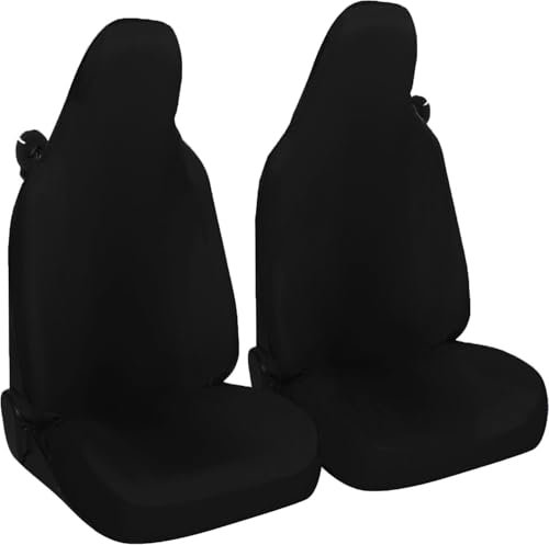Susy Shop Sitzbezüge kompatibel für Smart fortwo, W450 W451 und W453, Set mit 2 Vordersitzbezügen aus Polycotton (Schwarz/Schwarz)