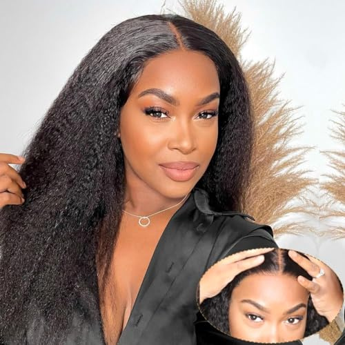 14 Zoll Echthaar Perücke 4x4 HD Lace Front Wig Human Hair Yaki Straight Wear and Go Glueless Human Hair Wigs For Black Women Natürliche Schwarze Farbe Perücken Echthaar No Glue