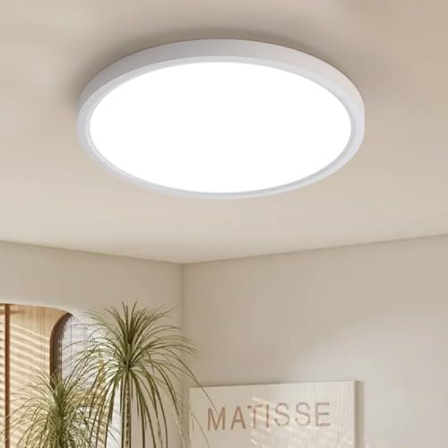 JDONG Deckenlampe LED Deckenleuchte Ø30CM Rund 24W Deckenleuchten flach 4000K Neutralweiß Badlampe Decke Küchenlampen Ultra Dünn 2.5CM Ideal für Wohnzimmer Balkon Keller Schlafzimmer Flur