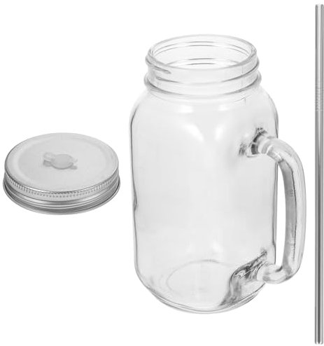 POPETPOP Taza Grande De Vidrio Para Jugo Con Pajita Fina 750ml Acero Inoxidable Reutilizable Para Bebidas Frías y Té Con Leche
