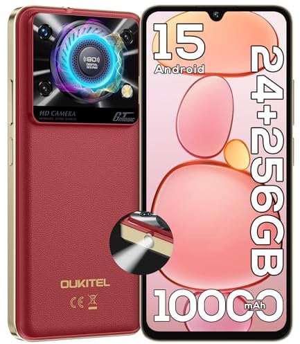 OUKITEL C60 PRO Android 15 Mobile Phones(307g)-10000mAh Battery, 24GB+256GB/1TB, 6.88 Display Smartphone, 110dB Speaker, 120LM Flashlight, 13MP Camera, 4G Dual SIM Free Phone Unlocked, NFC/GPS/OTG