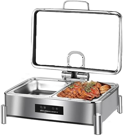 9L Elektrische Chafing Dish Buffet Heater, Edelstahl Chafing Dish Buffet Set, Chafing Dish Buffet Set, Topf verdickte Kombinationsstruktur, Große Kapazität Lebensmittel Warmhalte-Topf | Edelstahl
