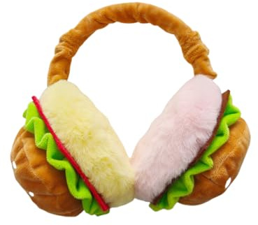 NICEYEA Lustige Ohrenwärmer im Burger-Design – Faltbare, dicke Winter Ohrenschützer für Schüler, Radfahren & Outdoor – Winddicht & warm, 17x18 cm