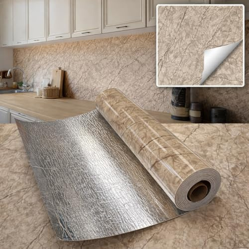 1,8 m² Selbstklebende PET Selbstklebende Wandverkleidung 60x300 cm – Dekorfolie in Marmoroptik – Marble Rollen – Wasserfest & Pflegeleicht, Tapete für Wand & Decke ((Sandbeiger Marmor YP-139))