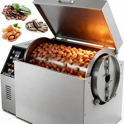 DowPie Tostadora de Frutos Secos versátil, tostadora de café eléctrica con Temperatura Ajustable (30-300 °C), Tambor Interior extraíble para facilitar la Limpieza (doméstica/Comercial) TK10