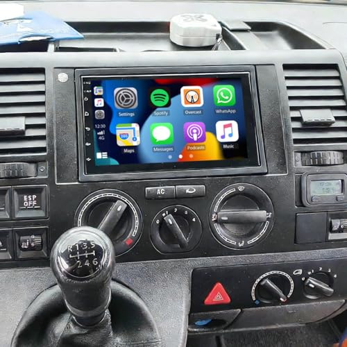 7 Inch Android Car Stereo for VW Transporter T5 2003-2009 2 Din Car Radio | Wireless CarPlay & Android Auto 2GB RAM 32GB ROM Bluetooth Radio w/Touchscreen GPS Navi FM RDS EQ SWC Backup Camera