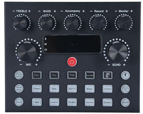 FAUOSWUK Carte Son en Direct, 16 Effets Sonores, Double Réduction du Bruit, Taux D'échantillonnage de 48 KHz, avec 7 Modes, 4 Changeurs de Voix et Lumière Respiratoire, pour
