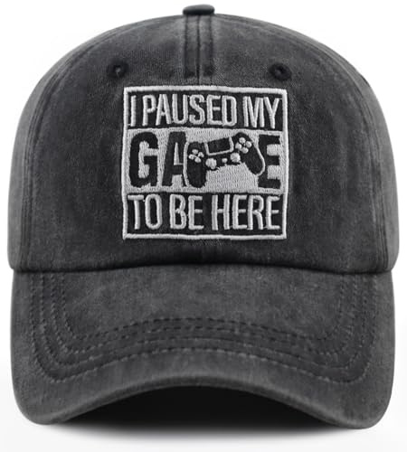 RVBFFXU I Paused My Game to Be Here Hat for Men Women, Adjustable Cotton Embroidered Gamer Baseball Cap