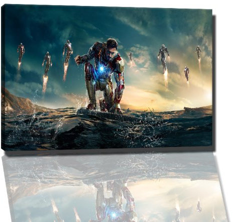 iron man 3 Bild auf Leinwand -- 60x40 cm fertig gerahmte Kunstdruckbilder als Wandbild - Billiger als Ölbild oder Gemälde - KEIN Poster oder Plakat