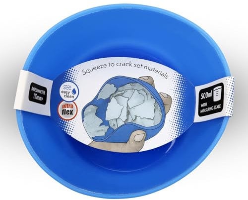 Axus Decor Flex-e-Bowl (Blue) Flexible Small Silicone Bowl, 500ml - Filler Mixing Bowl with Measuring Markers, Flat Base & Reusable - Accommodate up to 4 Filling Knife, for Filler or Adhesive