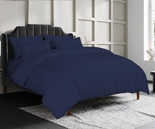 sleepdove® LUXURY EGYPTIAN COTTON 200 COUNT BEDDING SETS DUVET COVER SET (QUILT COVER WITH PILLOW CASES (Super King, Navy)