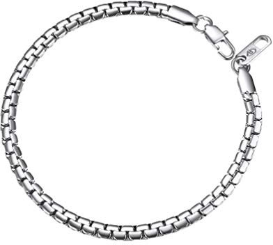 PROSTEEL Ankerkette Armband 4mm breit Herren Armkette Edelstahl Erbskette Gliederkette 20cm Kettelänge Biker Punk Rock Schmuck, Silber