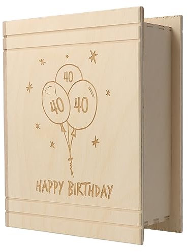 Spruchreif · Spardose Buch aus Holz mit Gravur · Sparbüchse als Geldgeschenk zum Geburtstag und Jubiläum (40. Geburtstag)