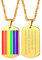 Bandmax Homosexuell LGBT Gay Pride Dog Tag Anhänger Personalisierte Kette 18k vergoldet Kette Damen Herren Erkennungsmarke mit 55cm+5cm LGBTQ Accessoires