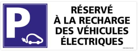 Signalétique.biz France - Panneau Parking Recharge Véhicules Électriques - Dimensions 350x125 mm - Plastique pvc 1,5 mm - Protection Anti-UV