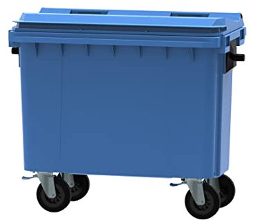 Office Needs Direct Blue Wheelie Polyethylene Bin 500 Litre Wheeled Recycling Waste Bin