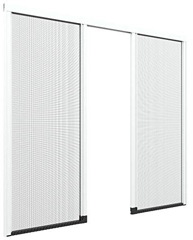 Zanzanet Zanzariera laterale orizzontale doppia su misura frizionata Scenica cassonetto 50mm senza binario porta finestra giardino balcone antivento personalizzabile Made in Italy Bianco