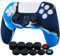 YoRHa Silicone Cover Skin Case for PS5 Dualsense Controller x 1(Camouflage Blue) with Thumb Grips x 10