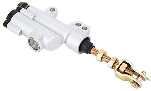 Kuuleyn Motorcycle Rear Foot Brake Pump, Aluminum Alloy Hydraulic Master Cylinder Pump Fit for Motorbike ATV Dirt Bike(White)