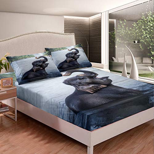 Juego de Cama de Animales 3D Estilo exico Sana Bajera Ajustable para NIS Adultos nicos Animales Juego de sanas de Dise Personalizado Cubierta de Cama decoraci de habitaci 3 Piezas con 2 Fundas de ALM