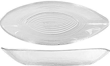 H&H 845543 Set 6 Piatti Ovali Circle, Vetro Trasparente, 24X9 cm
