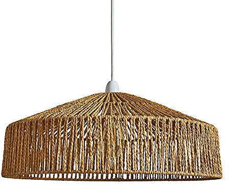 MiniSun | Modern Natural Tapered Woven Rope Ceiling Light Shade | Pendant Lights, Home Décor & Improvement Essential | Includes 4W LED Bulb [2700K Warm White] | 500mm Shade Width